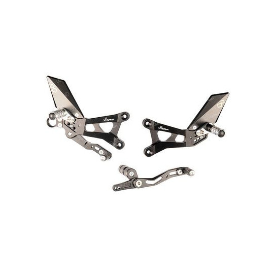 Commandes reculées Lightech Yamaha  R6 17-21 en standards et inversées Reposes pieds repliables