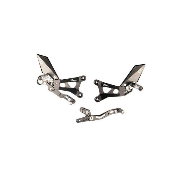 Commandes reculées Lightech Yamaha  R6 17-21 en standards et inversées Reposes pieds repliables
