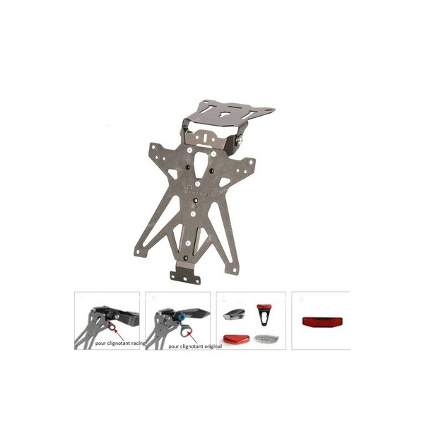 Support de plaque réglable Lightech Kawasaki - Kawasaki ZX6R (636cc) 19-20 (avec éclairage de plaque)