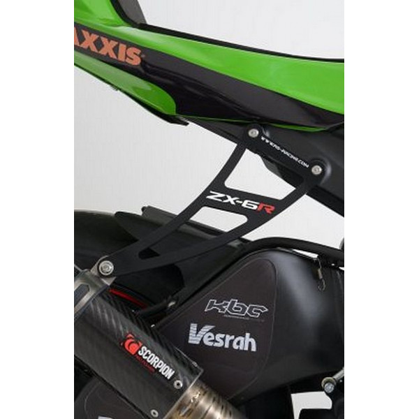 Pattes de fixation de silencieux R&G Racing - Kawasaki ZX6R 09-13 (noir) avec obturateur