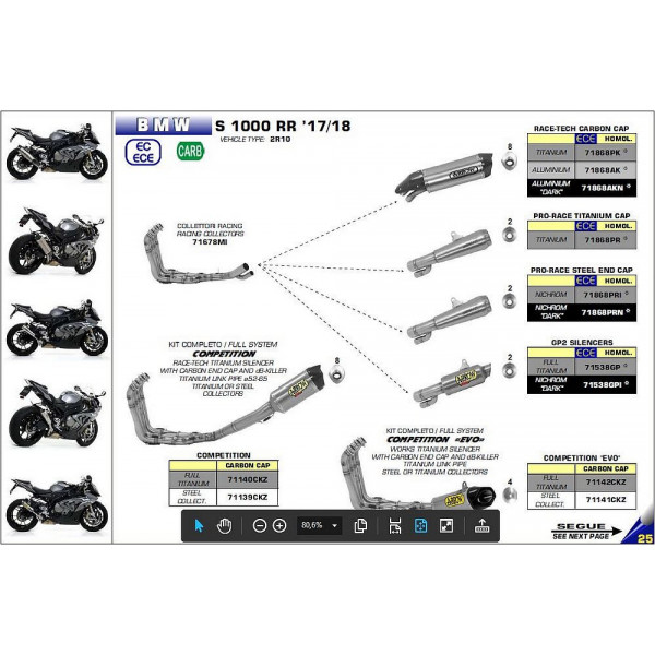 Ligne complète Arrow Compétition Race Tech titane pour BMW S1000R 14-16/S1000RR 15-18
