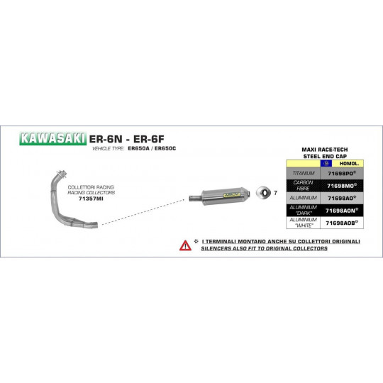 Ligne au détail Arrow Compétition Kawasaki ER6 N-F 05-11 - Collecteur Racing - Non homologué - 71357MI