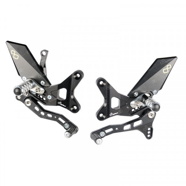 Commandes reculées Lightech Kawasaki ZX10R 11-15 en standards et inversées, repose-pieds fixes