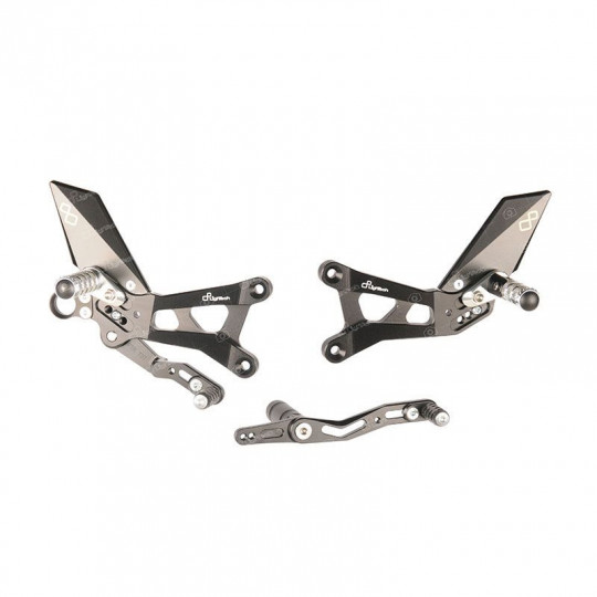 Commandes reculées Lightech Yamaha  R6 08-16 en standards et inversées Reposes pieds repliables