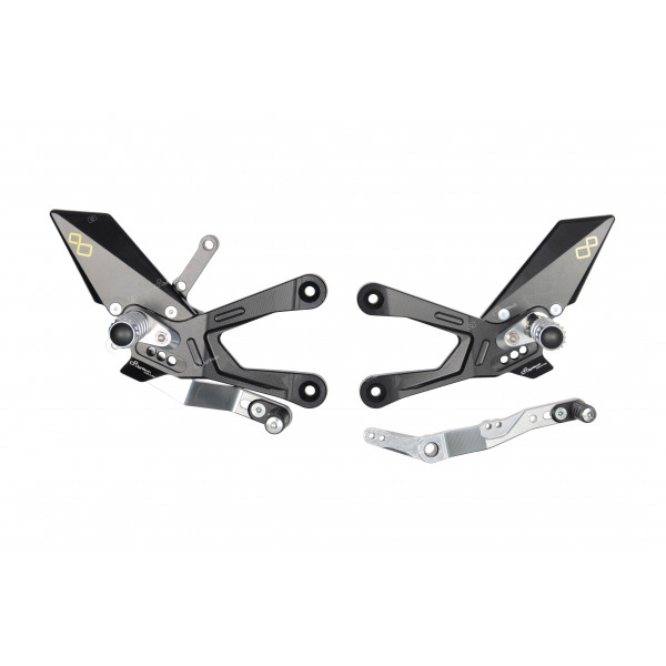 Commandes reculées Lightech Yamaha  R1 - R1M 15-21 en standards et inversées Reposes pieds repliables