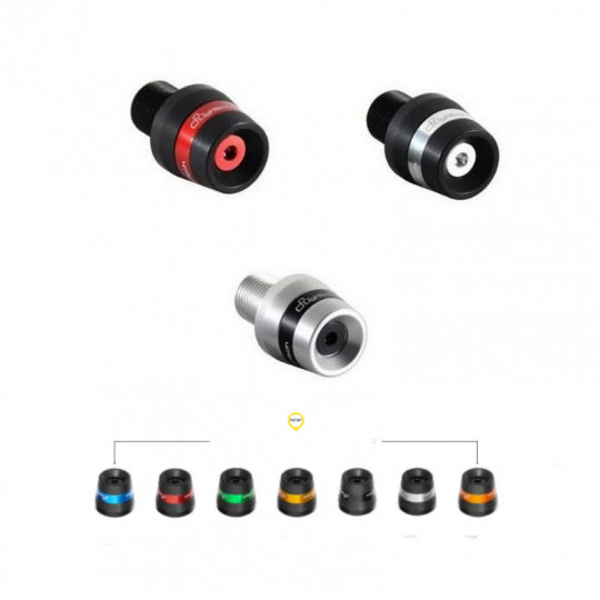 Embouts de guidon anodisés adaptables Lightech - Embouts universels Black Series noir bague orange