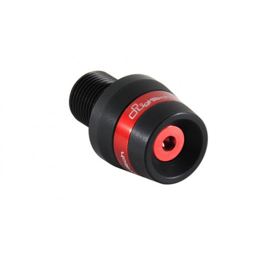 Embouts de guidon anodisés adaptables Lightech - Embouts universels Devil Series noir bague rouge