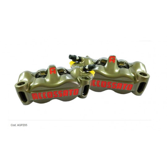 Etriers monobloc Accossato - Anodisation dure, taillé masse - 2 2 pistons titane - ø pistons 38 34 - Entraxe 100 - Offset 30