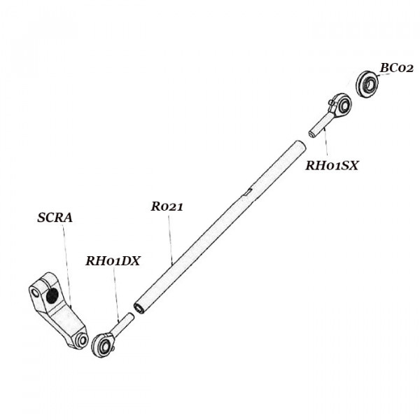 Pièce de rechange commandes reculées Bonamici - Rotule male pas inversé pour TH03