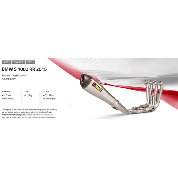 Ligne complète Racing et Evolution Akrapovic BMW S1000 RR 15-18 Evolution line Titane