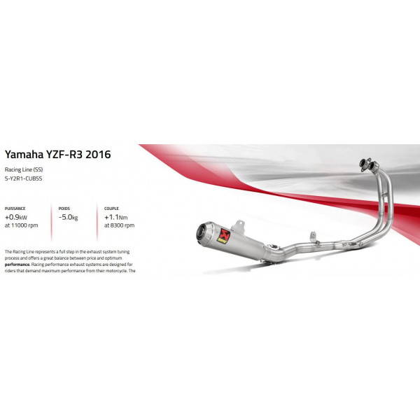 Ligne complète Racing et Evolution Akrapovic Yamaha R3 15-18 Racing line Inox