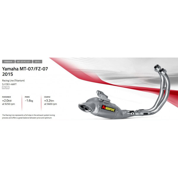 Ligne complète Racing et Evolution Akrapovic Yamaha MT07 14-18 Racing line Titane