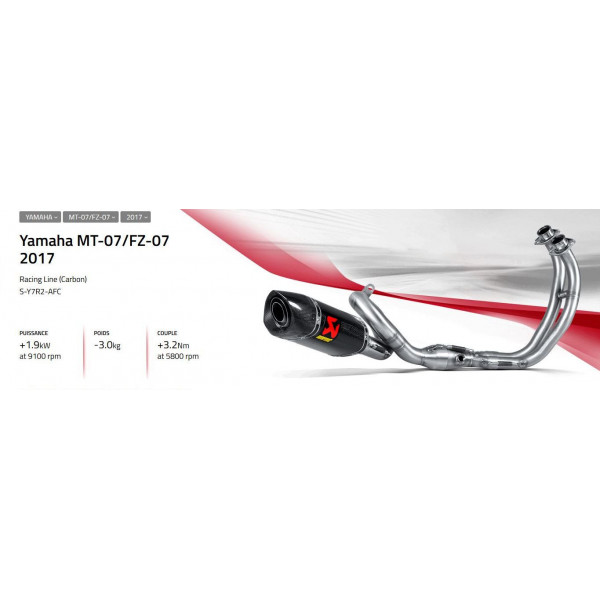 Ligne complète Racing et Evolution Akrapovic Yamaha MT07 - TRACER - XSR 14-18 Racing line Carbone