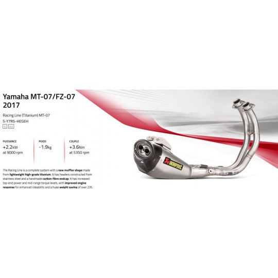 Ligne complète Racing et Evolution Akrapovic Yamaha MT07 - TRACER - XSR 14-18 Racing line Titane