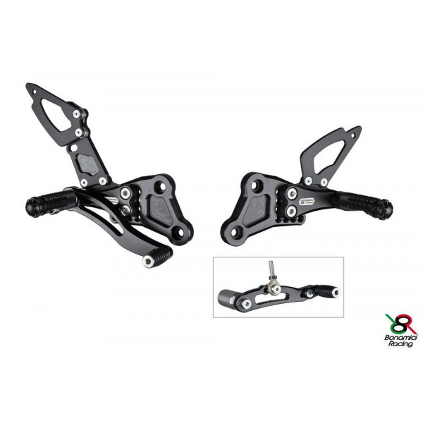 Commandes reculées Bonamici Yamaha FZ1-FZ8-Fazer 06-15 en standards, sélecteur inclus