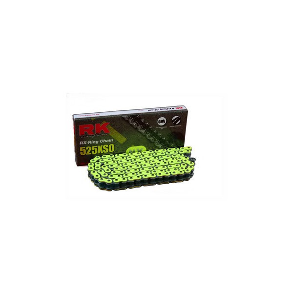 Chaine RK XSO 525 Super renforcée 110 maillons jaune fluo Yamaha MT09 14-20
