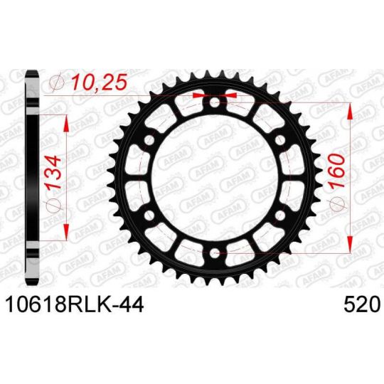 Couronne Afam 520 acier 10618 en 50 dents