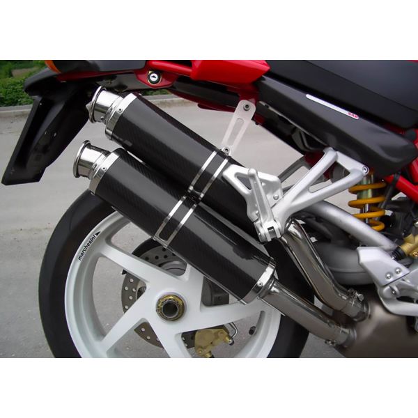 Silencieux SPARK Ducati MONSTER S2R 800 07-13 modèle Rond finition Carbone Position latérale