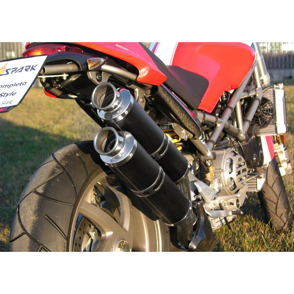 Silencieux SPARK Ducati MONSTER S2R 800 07-13 modèle Rond finition Dark Position latérale